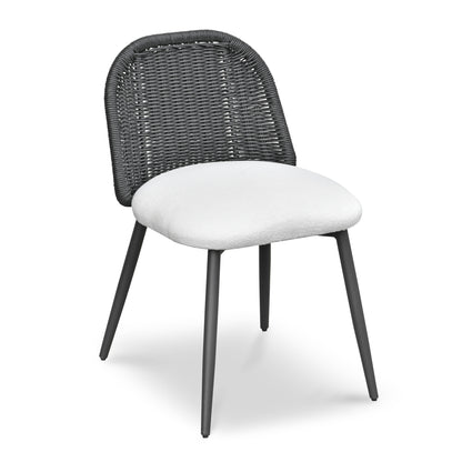 Alexa Rattan Performance Fabric Dining Chair - Black,Cream - Image 1