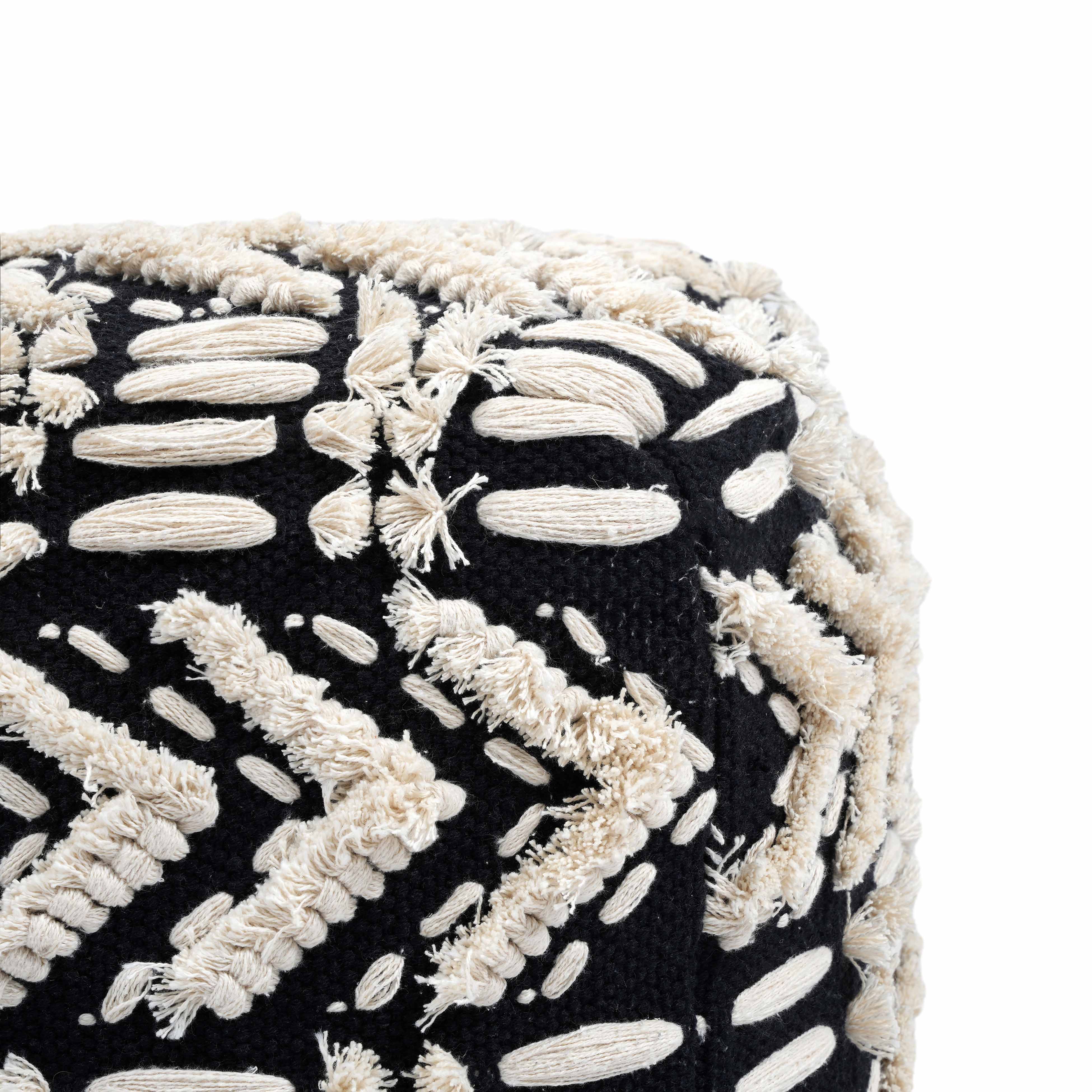 Mariel Black Cotton Pouf | TOV Furniture
