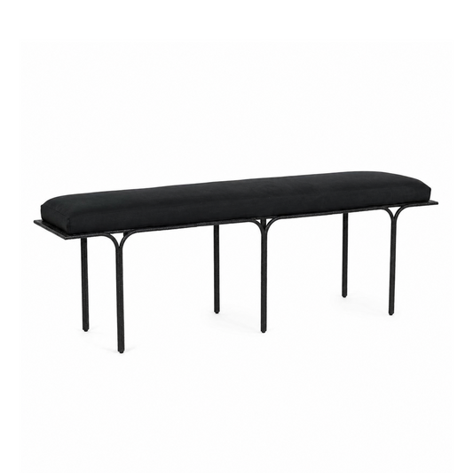 Bryn 59" Black Linen Bench - Image 1