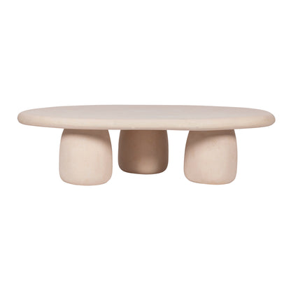 Rahul 59" Cream Lightweight Faux Stone Coffee Table - Default Title - Image 2