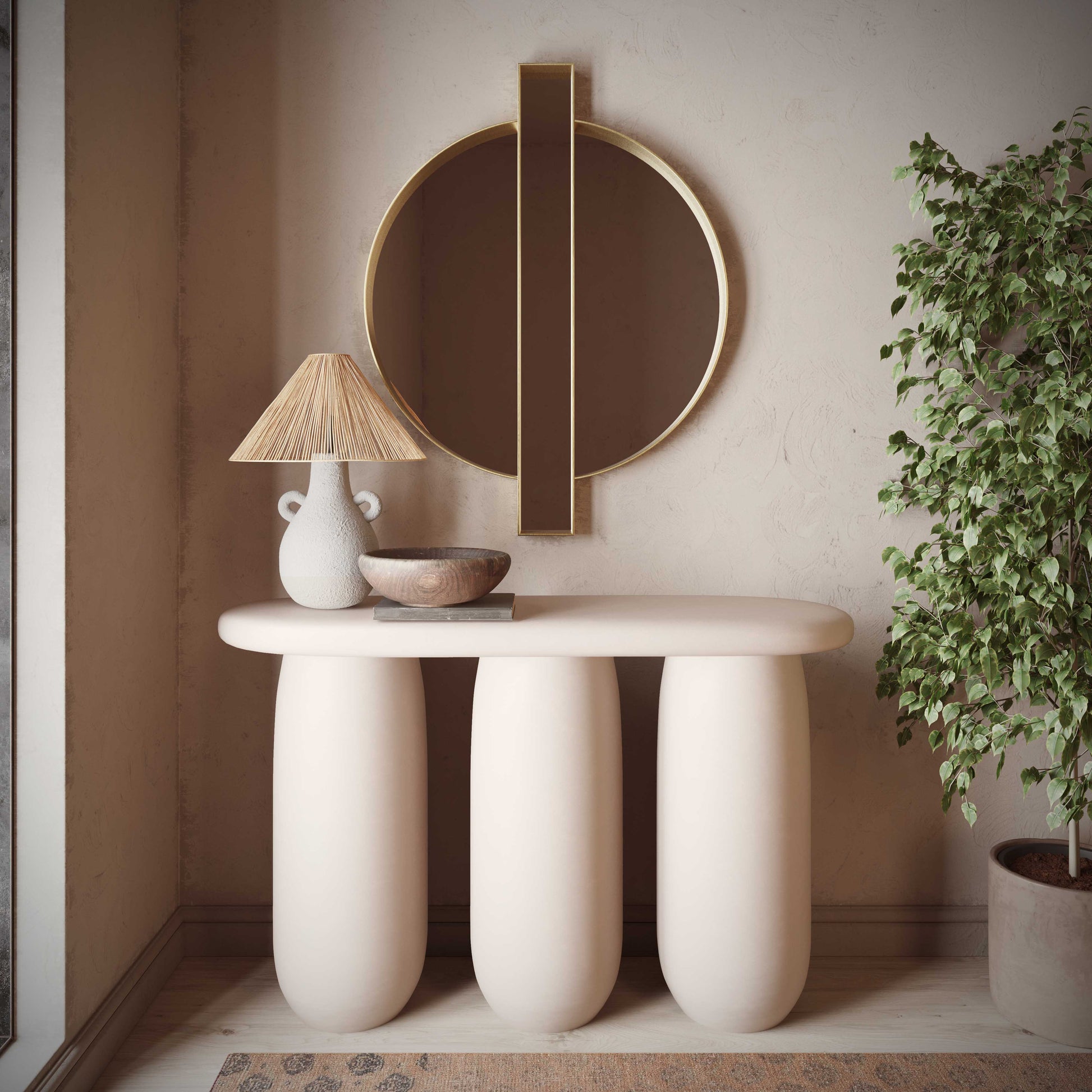 Rahul 49" Textured Console Table - Cream - Image 2