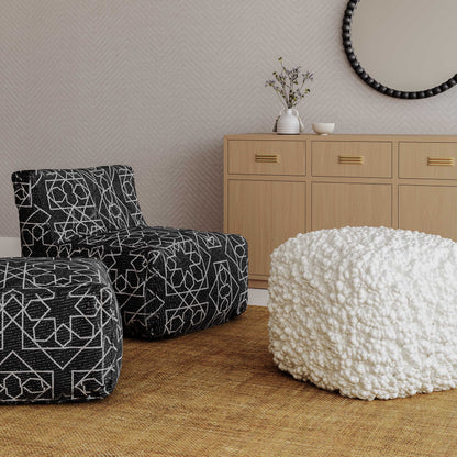 Cathy Cream Woven Pouf - Default Title - Image 1