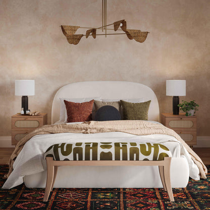 Arielle 48" Olive & White Embroidered Bench - Default Title - Image 1