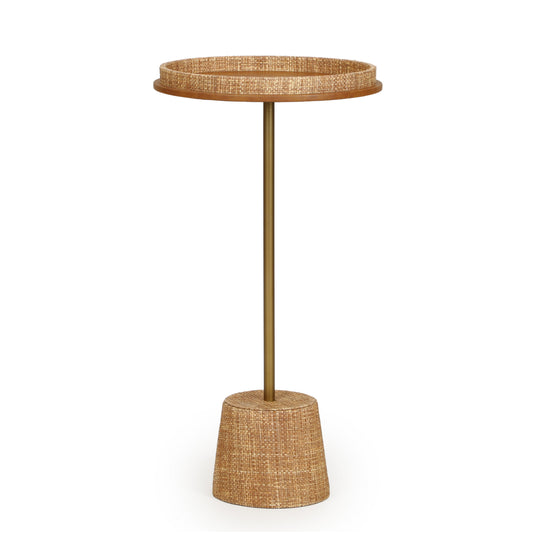 Saddle Natural Raffia Contract-Grade Side Table - Image 1