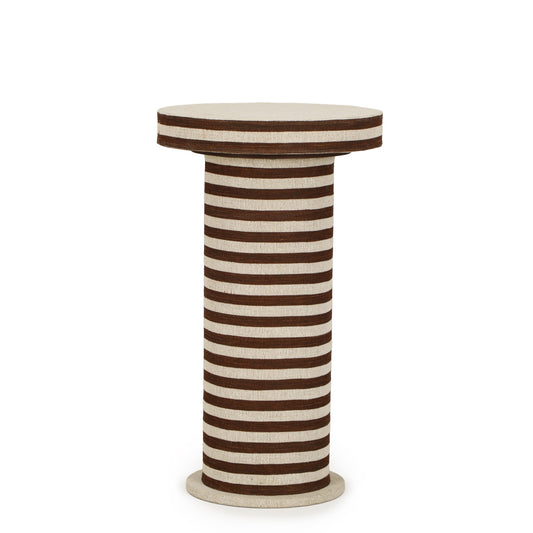 Lyra Natural Striped Cotton Jute Contract-Grade Side Table - Image 1