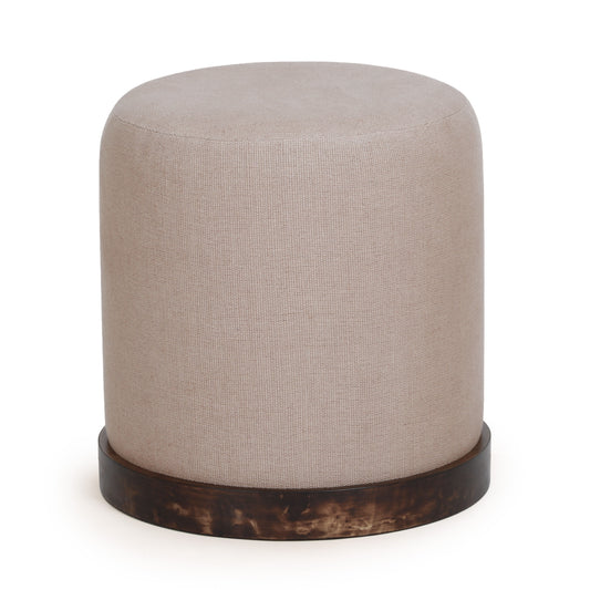 Como Burl and Saddle Brown Cotton Jute Contract-Grade Accent Stool - Image 1