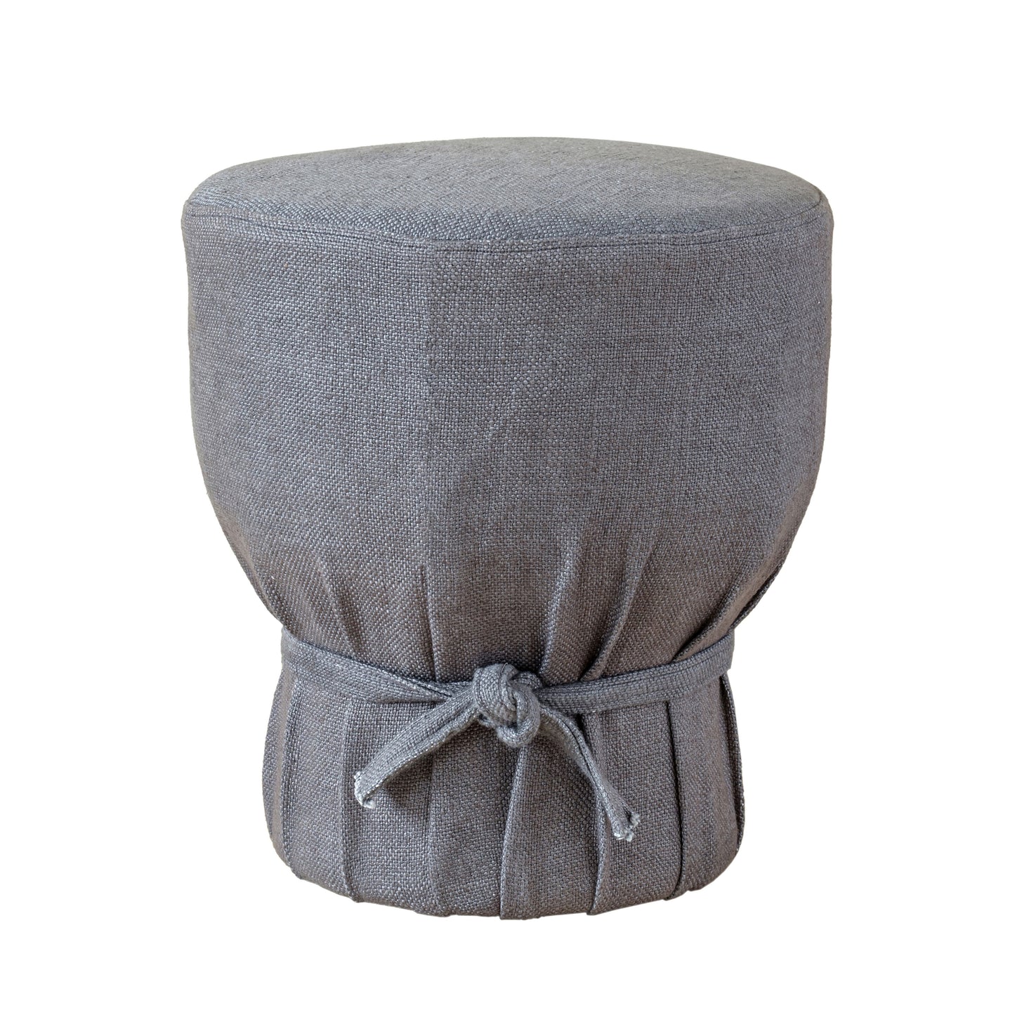 Elsie Grey Linen Upholstered Pouf - Image 3