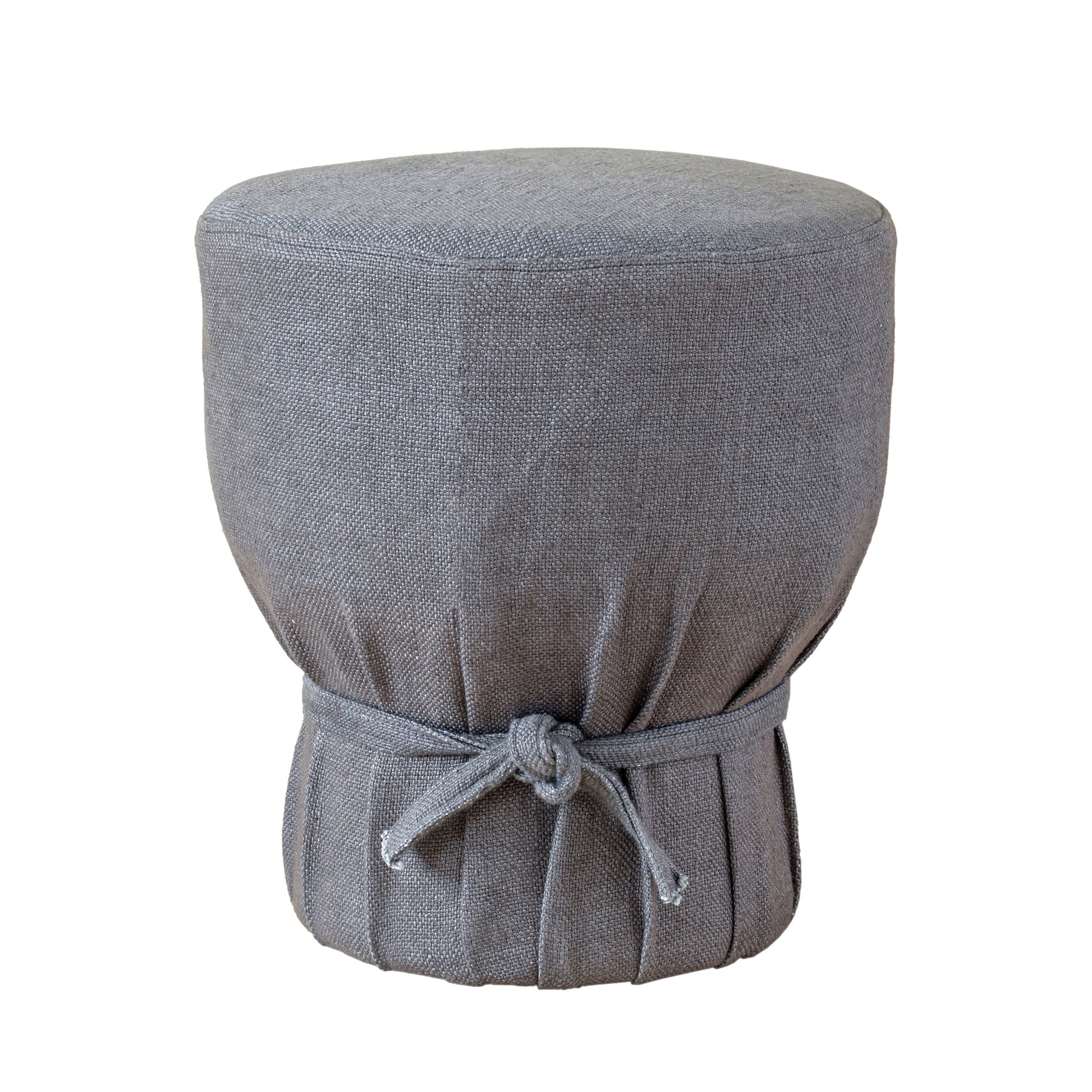 Elsie Grey Linen Upholstered Pouf - Image 3