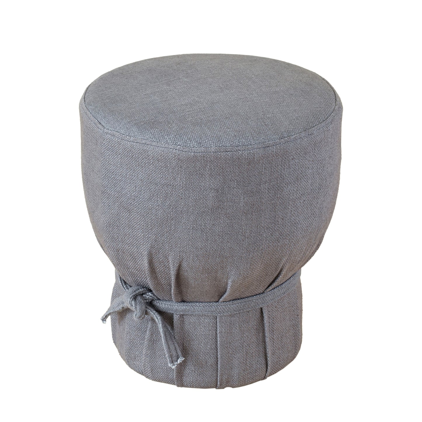 Elsie Grey Linen Upholstered Pouf - Image 1