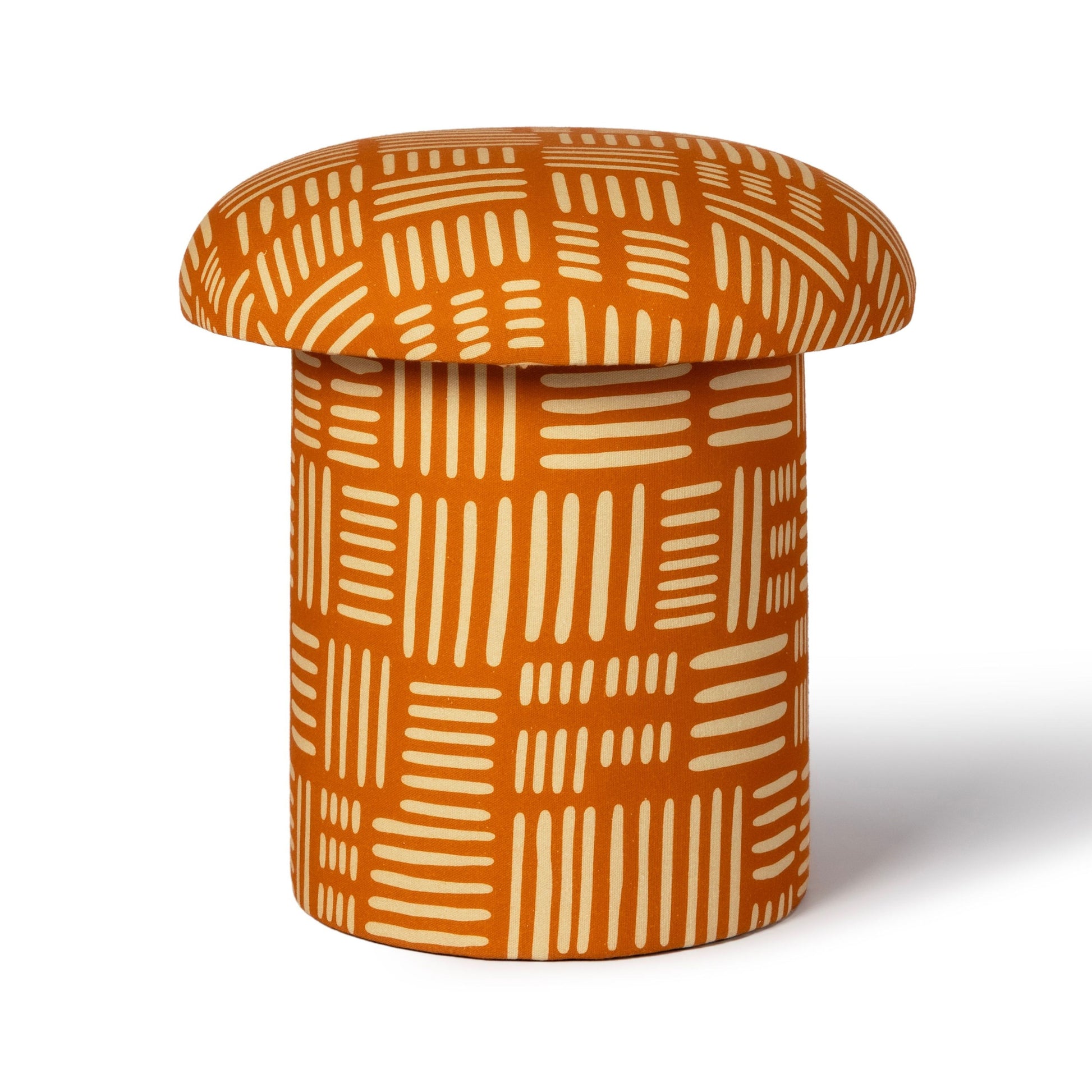 Lucy Rust Orange Tribal Print Mushroom Accent Stool - Image 2