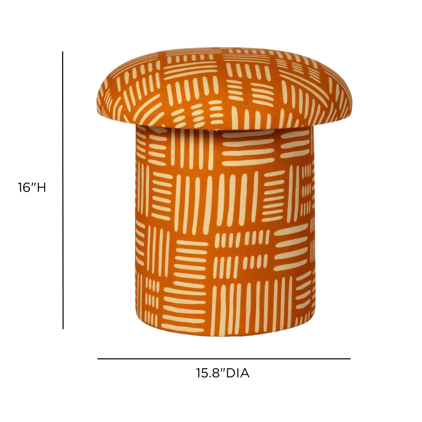Lucy Rust Orange Tribal Print Mushroom Accent Stool - Image 5