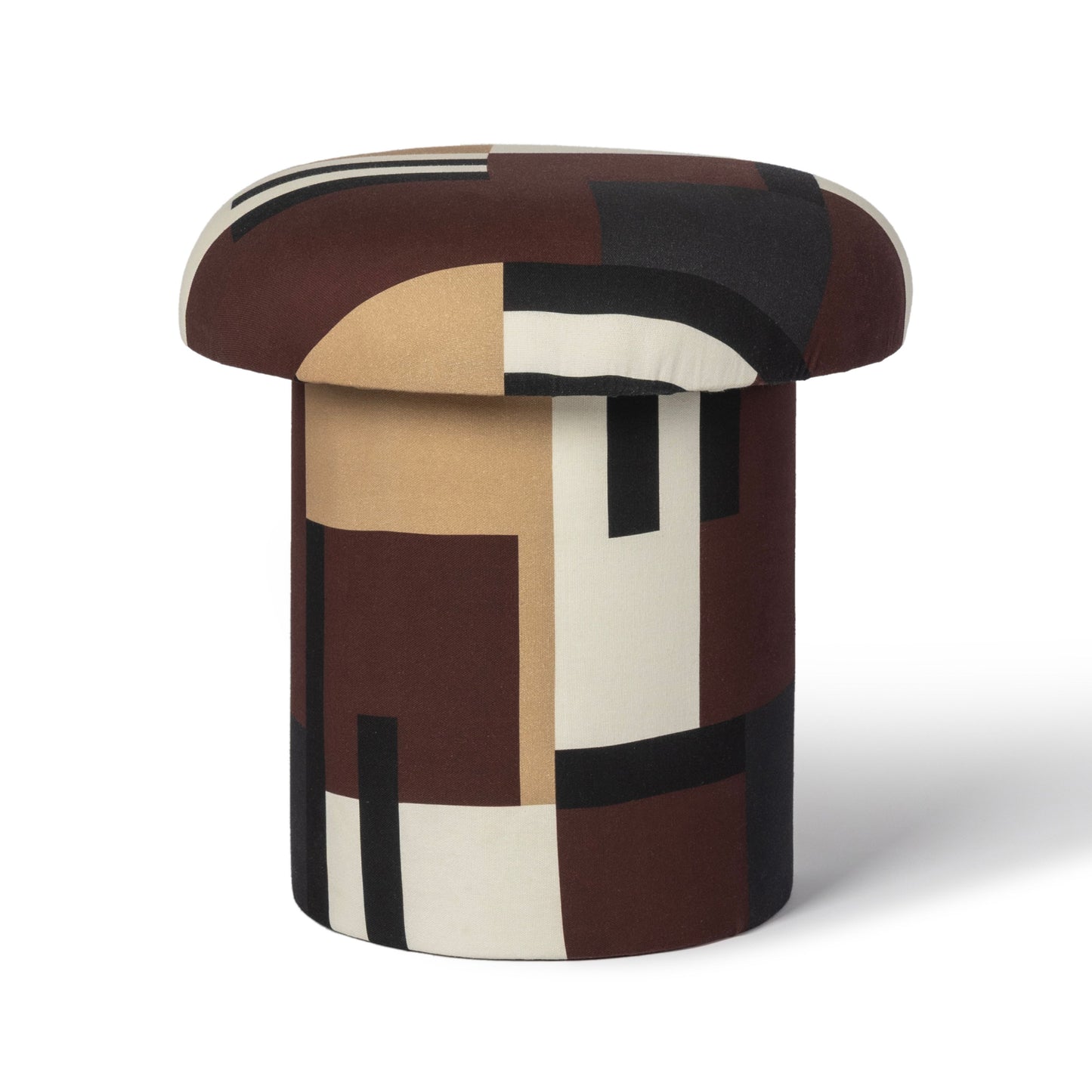 Lucy Mud Brown Abstract Print Mushroom Accent Stool - Image 2