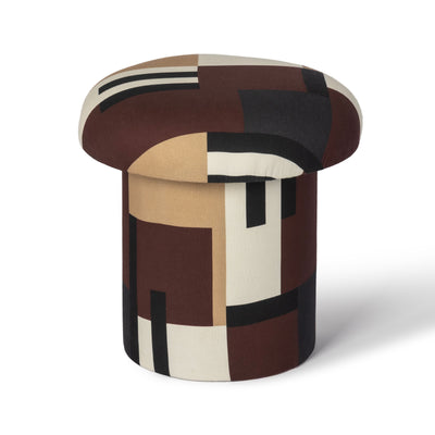 Lucy Mud Brown Abstract Print Mushroom Accent Stool - Image 1