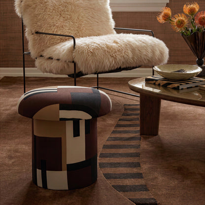 Lucy Mud Brown Abstract Print Mushroom Accent Stool - Default Title - Image 1