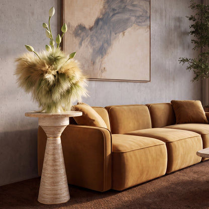 Tara Stone Side Table - Travertine - Image 1