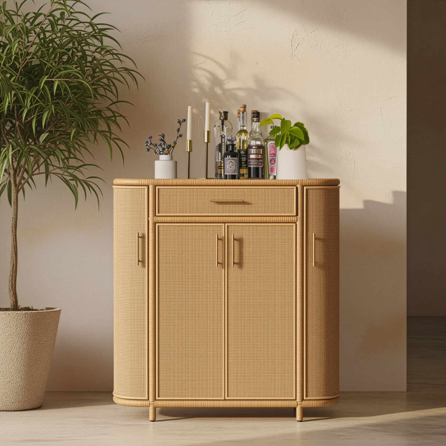 Tarot Natural Rattan Bar Cabinet | TOV Furniture