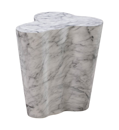Slab Concrete Indoor/Outdoor Side Table (18"-22") - White Marble / Short - Image 1