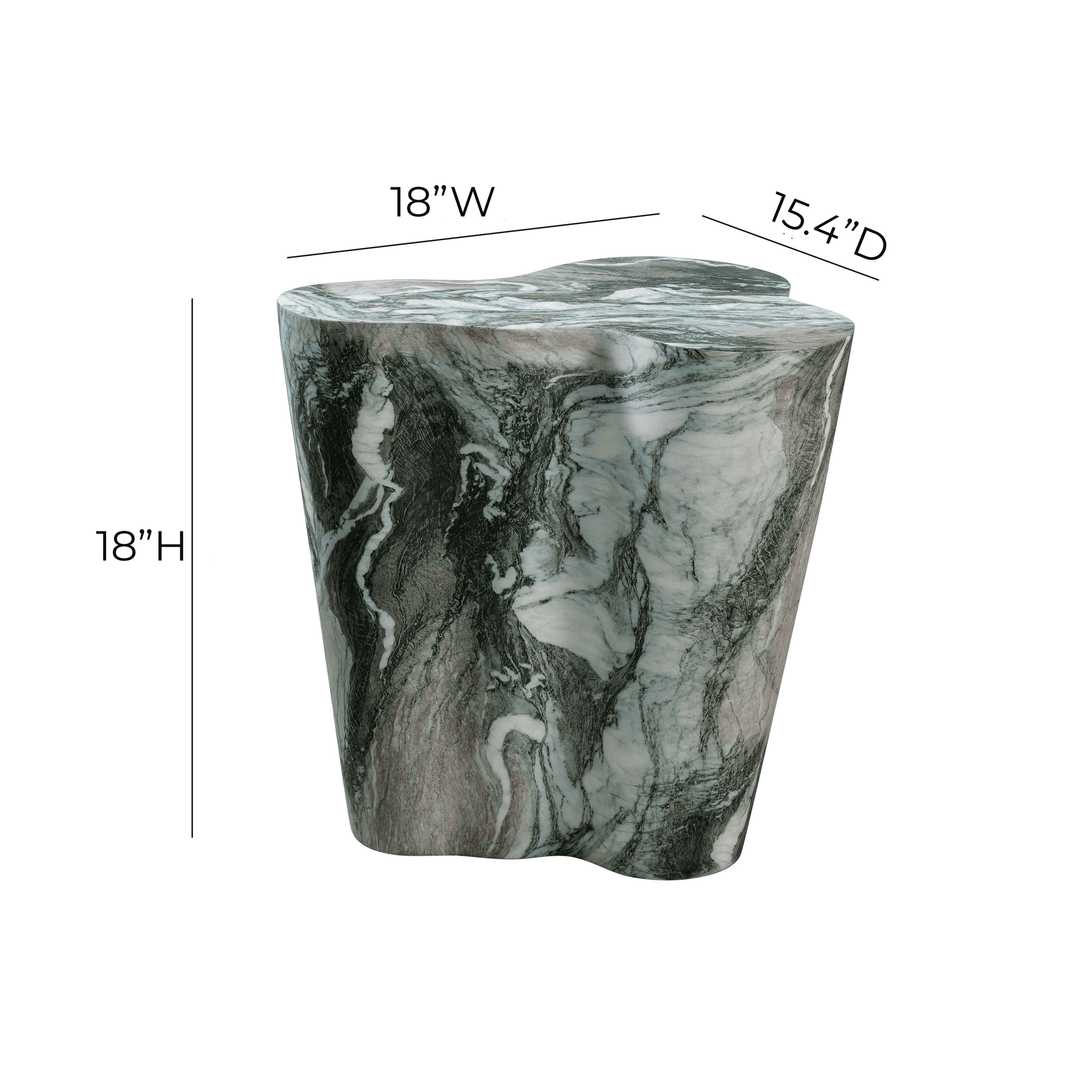 Slab Concrete Indoor/Outdoor Side Table (18"-22") - Grey Marble / Short - Image 6