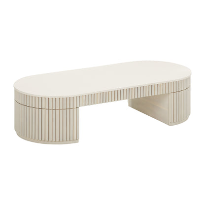 Bella 48" Cream Oval Coffee Table - Default Title - Image 2