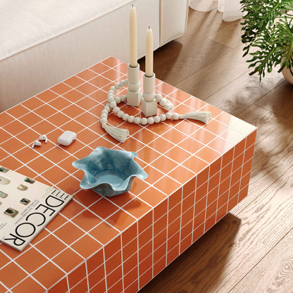 Mixie 39" Tile Indoor/Outdoor Coffee Table - Orange - Image 1