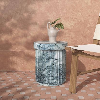 Serafina Faux Marble Concrete Indoor / Outdoor Side Table - Default Title - Image 1