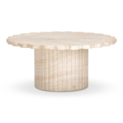 Blossom 36" Washed Faux Travertine Finish Indoor/Outdoor Round Coffee Table - Default Title - Image 2
