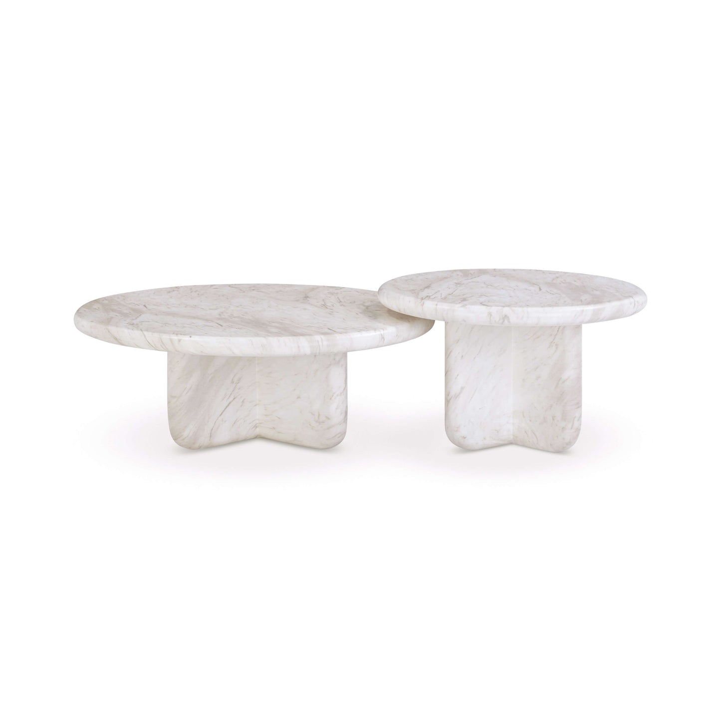 Juju 2-Piece Faux Marble Indoor/Outdoor Nesting Coffee Table Set - Image 1