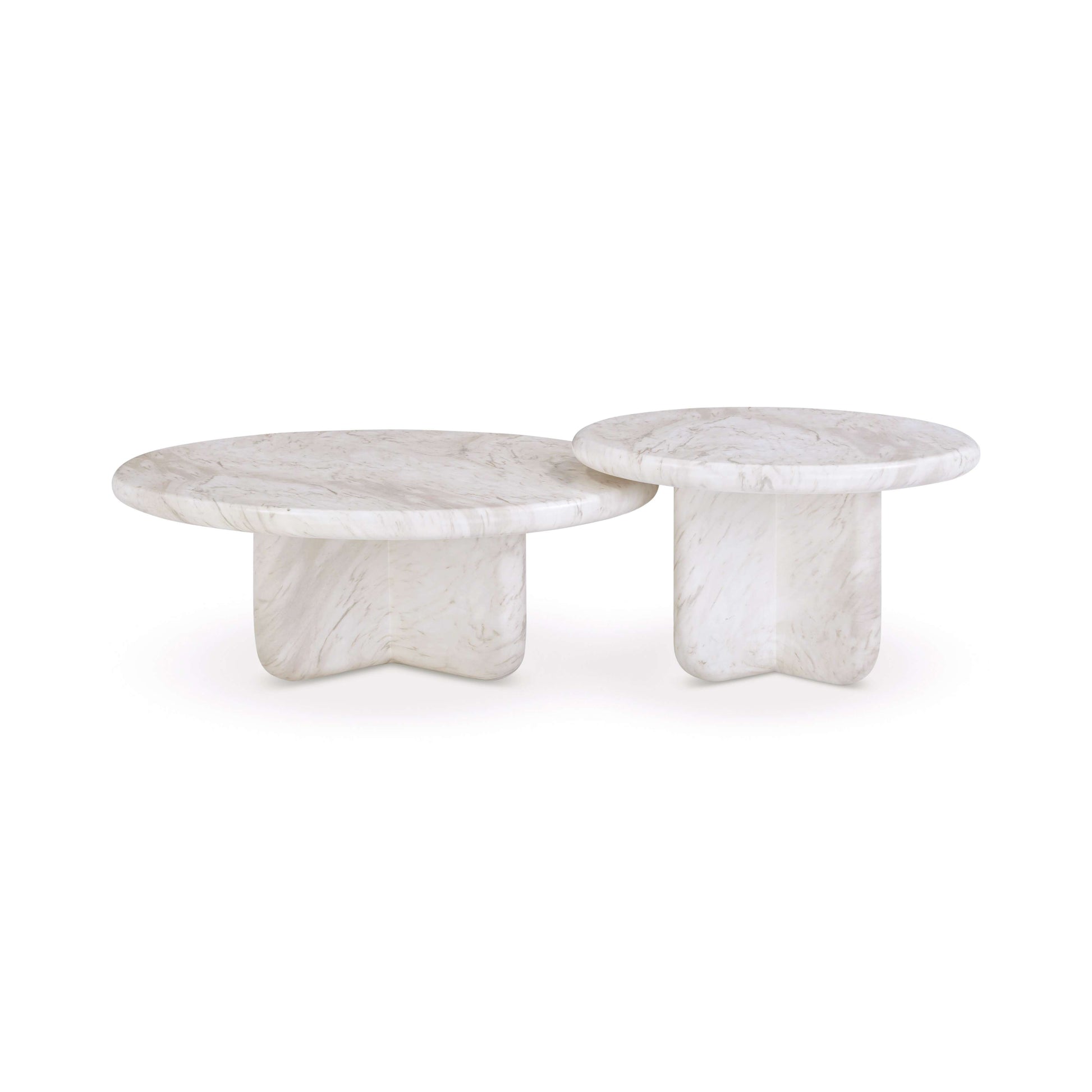 Juju 2-Piece Faux Marble Indoor/Outdoor Nesting Coffee Table Set - Image 1