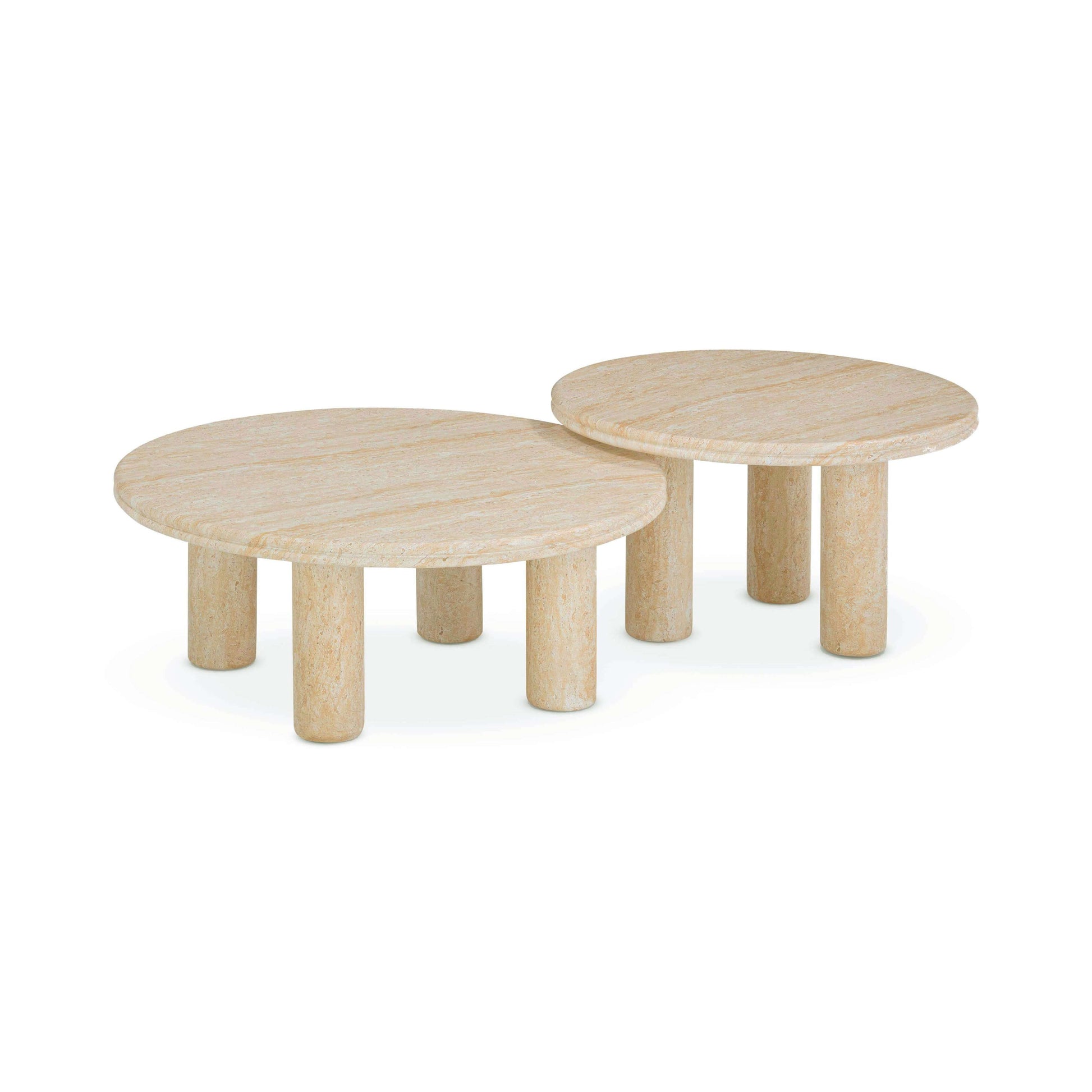 Amora 2-Piece Faux Travertine Indoor/Outdoor Nesting Accent Table Set - Image 1