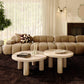 Amora Faux Travertine Indoor/Outdoor Round Accent Table (26"-32") - 32" - Image 2