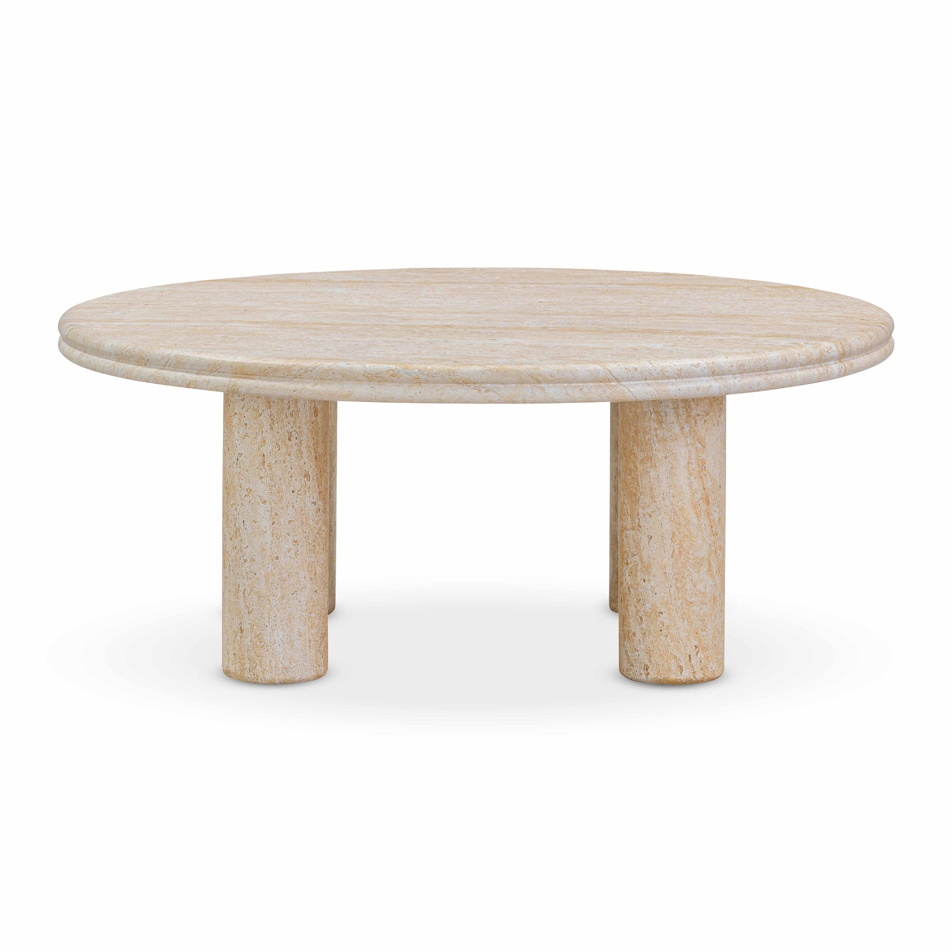 Amora Faux Travertine Indoor/Outdoor Round Accent Table (26"-32") - 32" - Image 4
