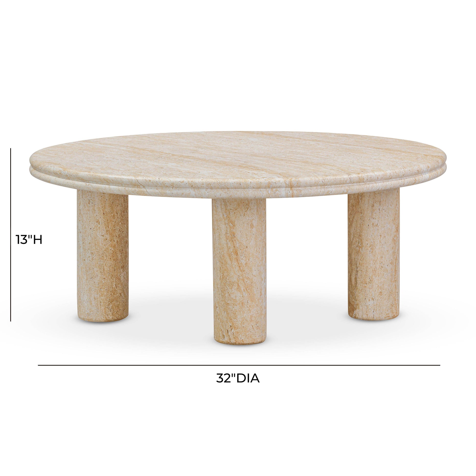 Amora Faux Travertine Indoor/Outdoor Round Accent Table (26"-32") - 32" - Image 7