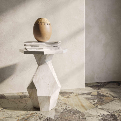 Esme Faux Marble Indoor/Outdoor Round Side Table - Default Title - Image 1