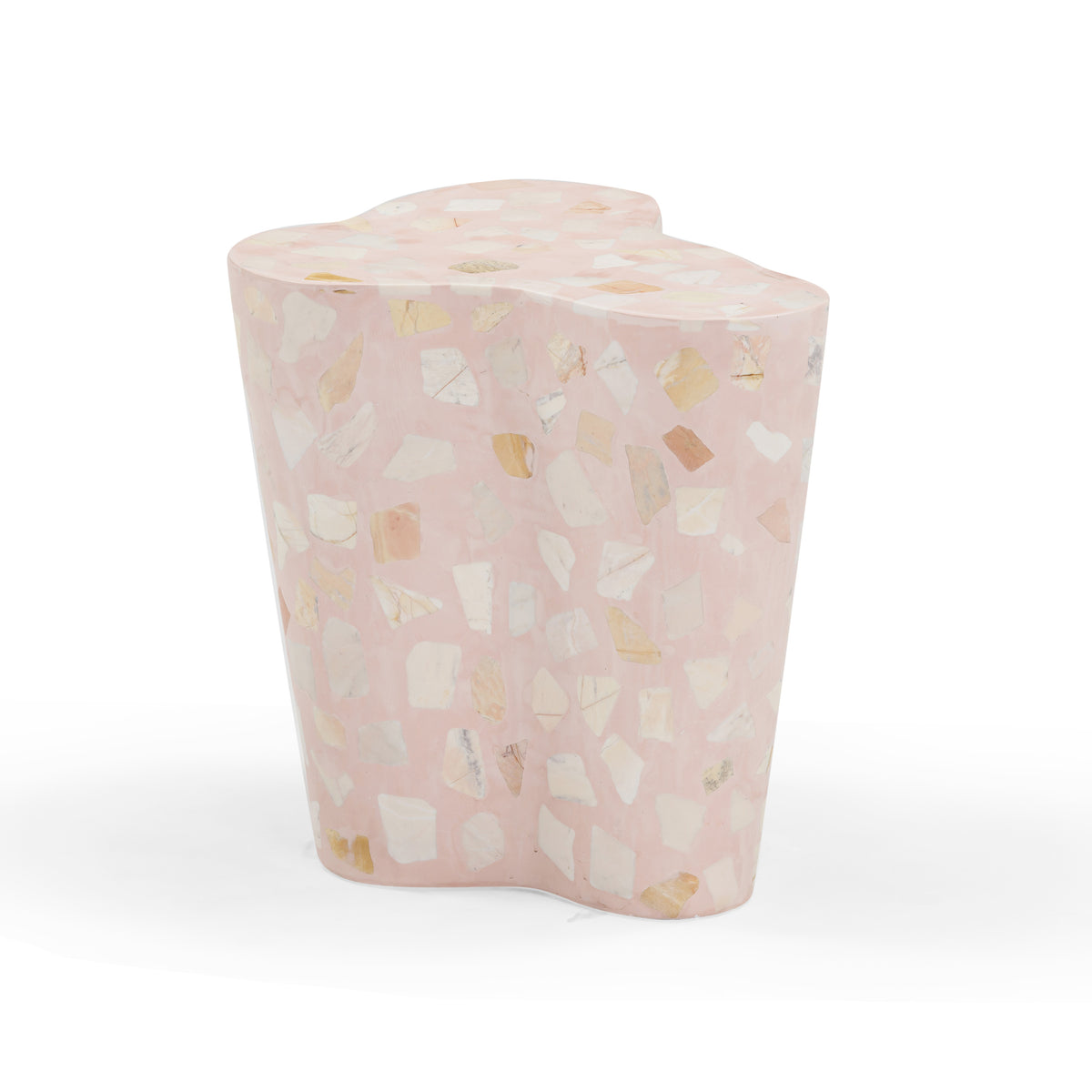 Slab Faux Terrazzo Indoor/Outdoor Side Table - Pink - Image 1