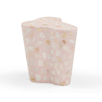 Slab Faux Terrazzo Indoor/Outdoor Side Table - Pink - Image 1