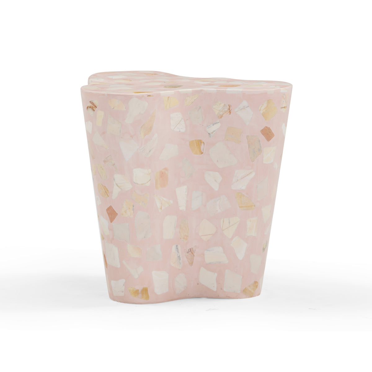 Slab Faux Terrazzo Indoor/Outdoor Side Table - Pink - Image 3