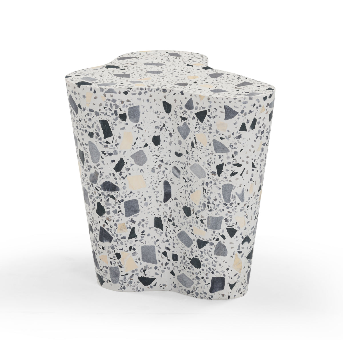 Slab Faux Terrazzo Indoor/Outdoor Side Table - Black and White - Image 1