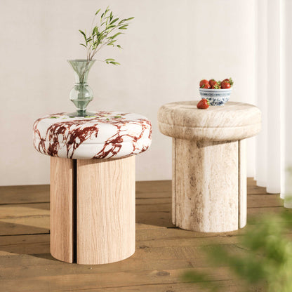 Sheila Textured Concrete Indoor / Outdoor Side Table - Travertine - Image 1