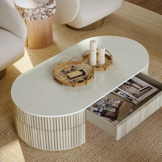 Bella 52" Cream Large Storage Coffee Table - Image 2