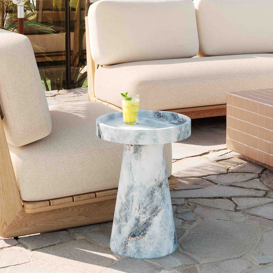 Zara Faux Aegean Marble Indoor/Outdoor Side Table - Image 2