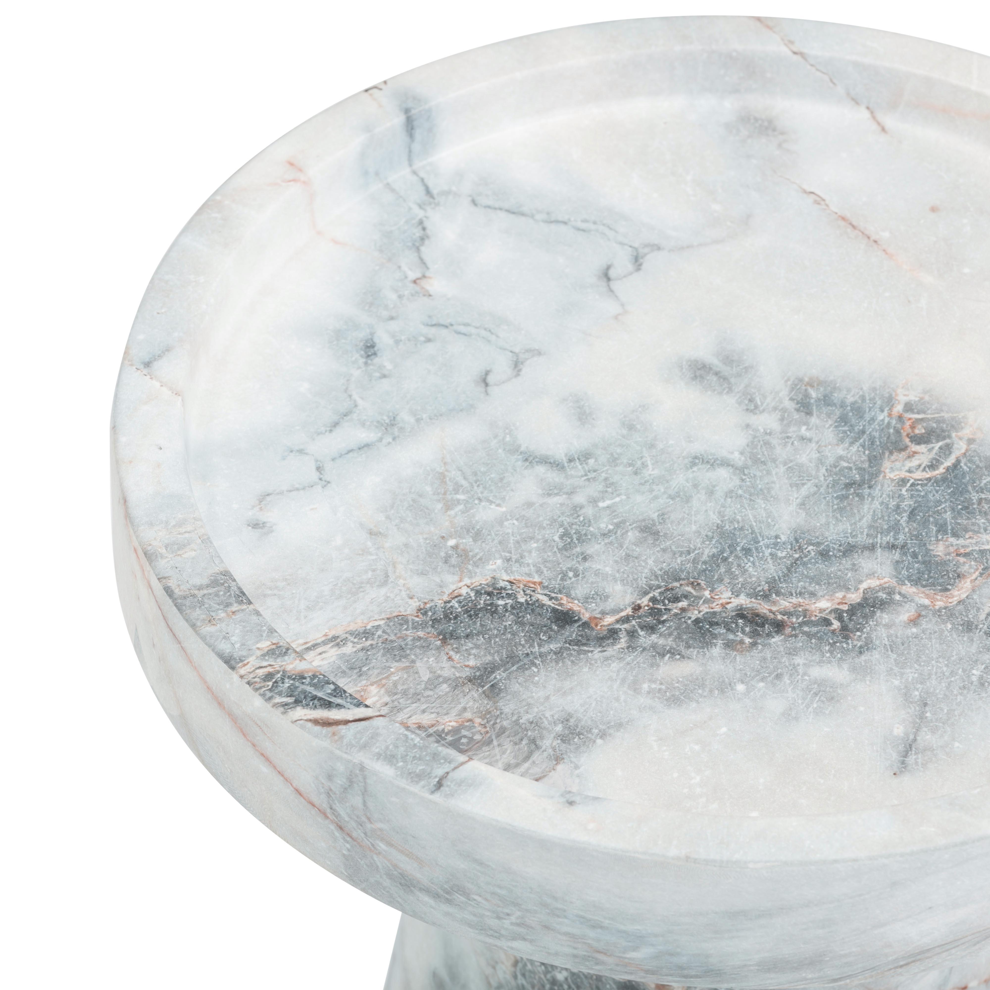 Zara Aegean Marble Indoor/Outdoor Side Table | TOV Furniture