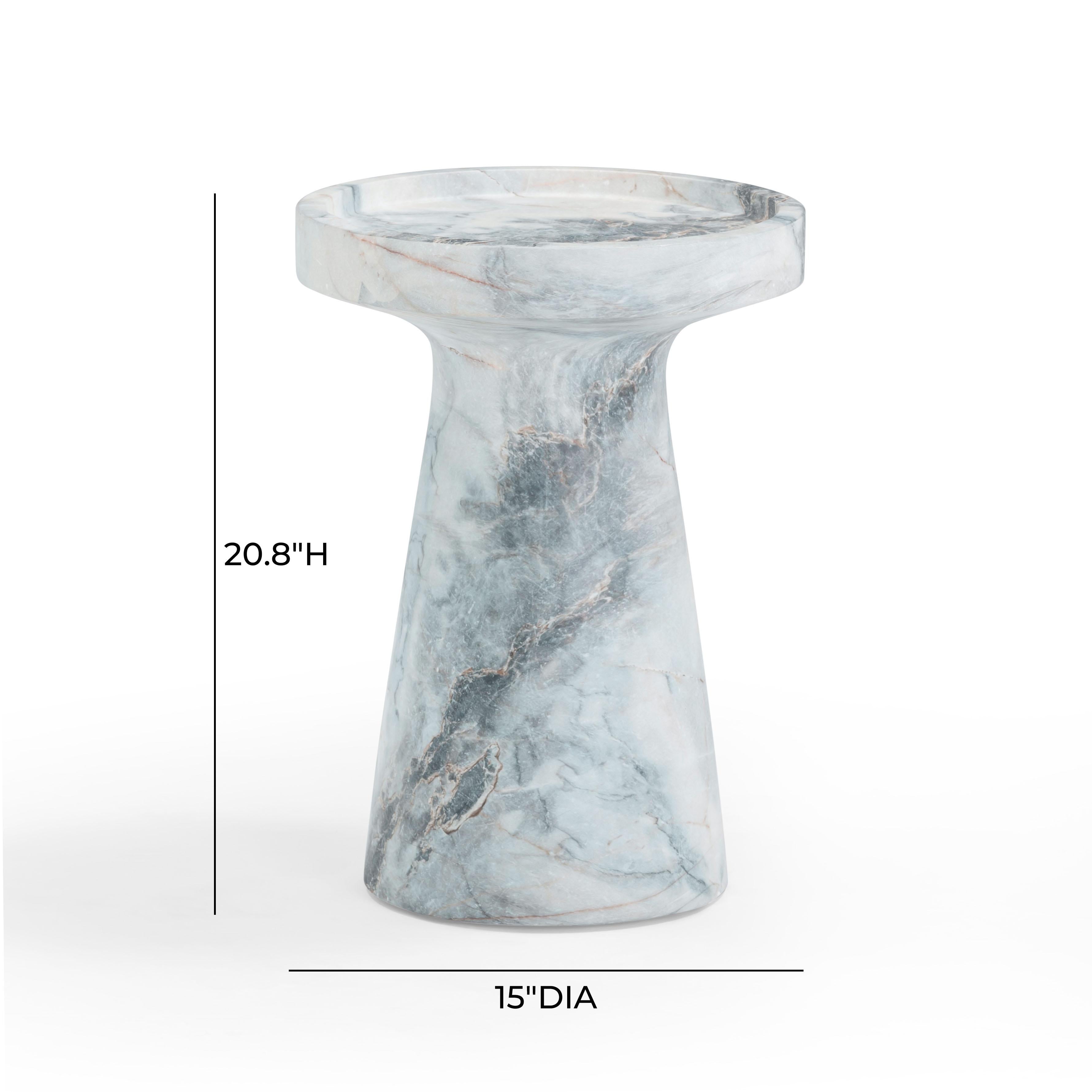 ZARA 　マーブル サイドテーブル　大理石　ホワイト Zara Aegean Marble Indoor/Outdoor Side Table | TOV Furniture