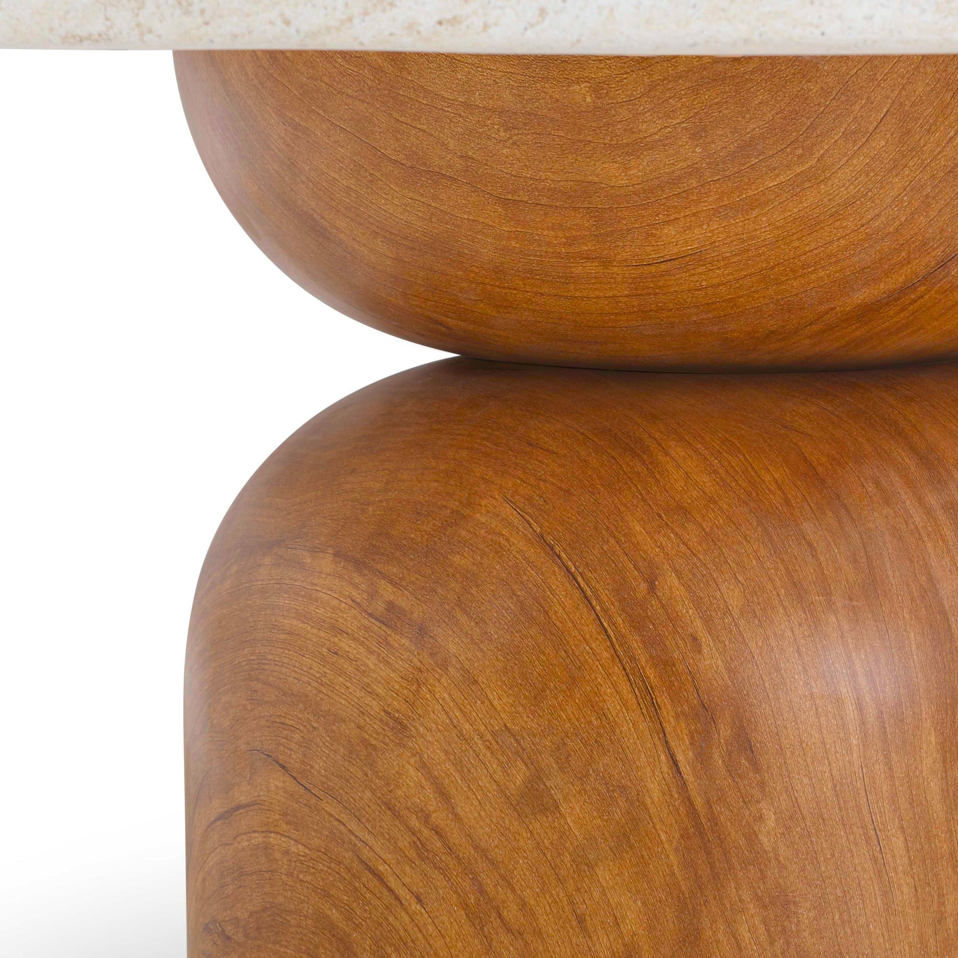 Cynthia 36" Faux Travertine Concrete Indoor/Outdoor Coffee Table - Image 5