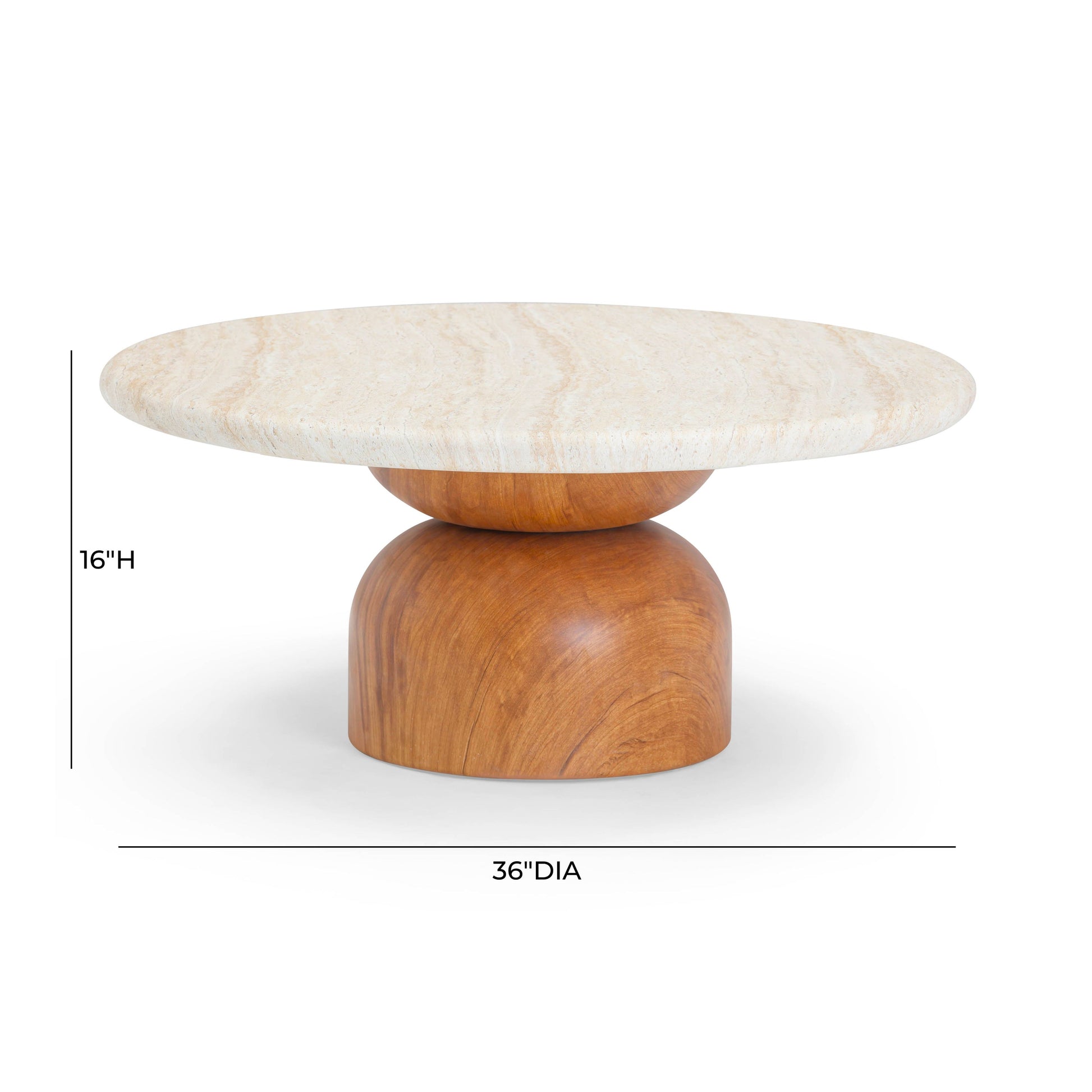 Cynthia 36" Faux Travertine Concrete Indoor/Outdoor Coffee Table - Image 7