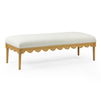 Oodle 56.5" Performance Vegan Mohair Bench - Cream / Natural Ash - Image 1