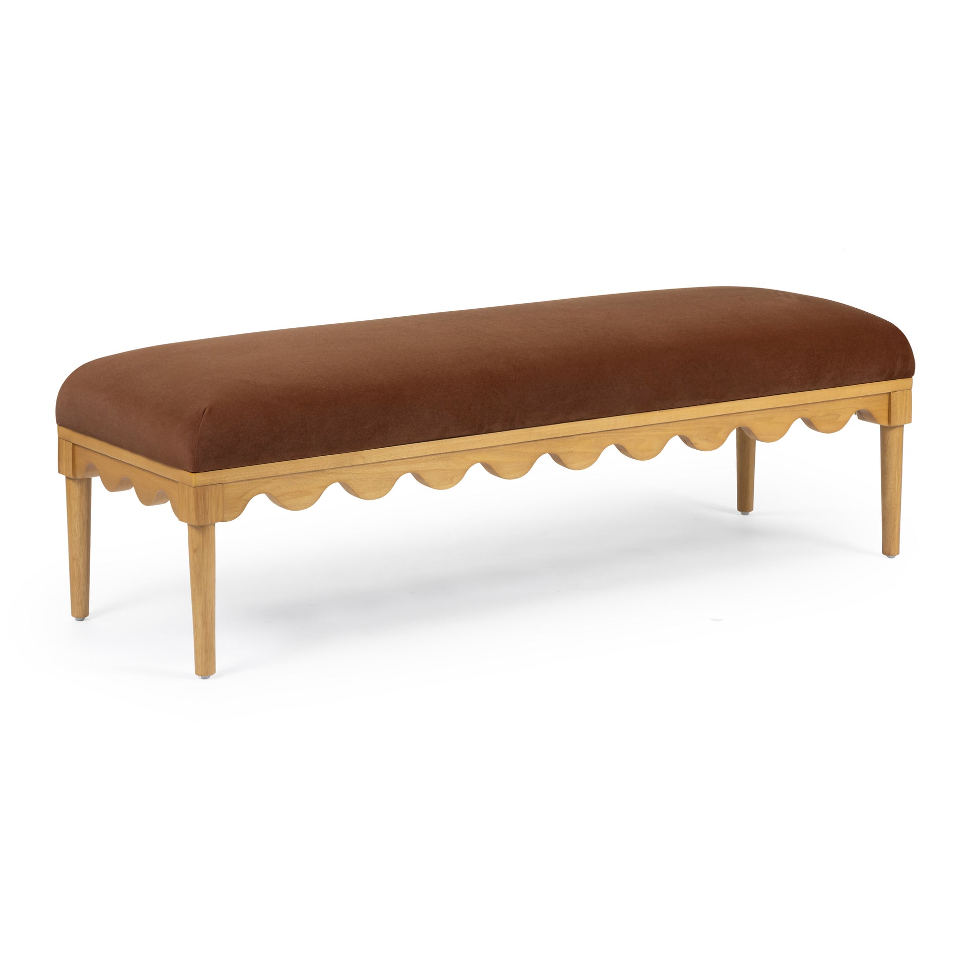 Oodle 56.5" Performance Vegan Mohair Bench - Bronze / Natural Ash - Image 3