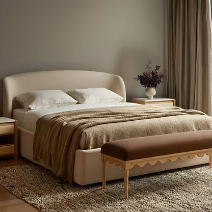 Oodle 56.5" Performance Vegan Mohair Bench - Bronze / Natural Ash - Image 1