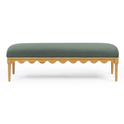 Oodle 56.5" Performance Vegan Mohair Bench - Green / Natural Ash - Image 1