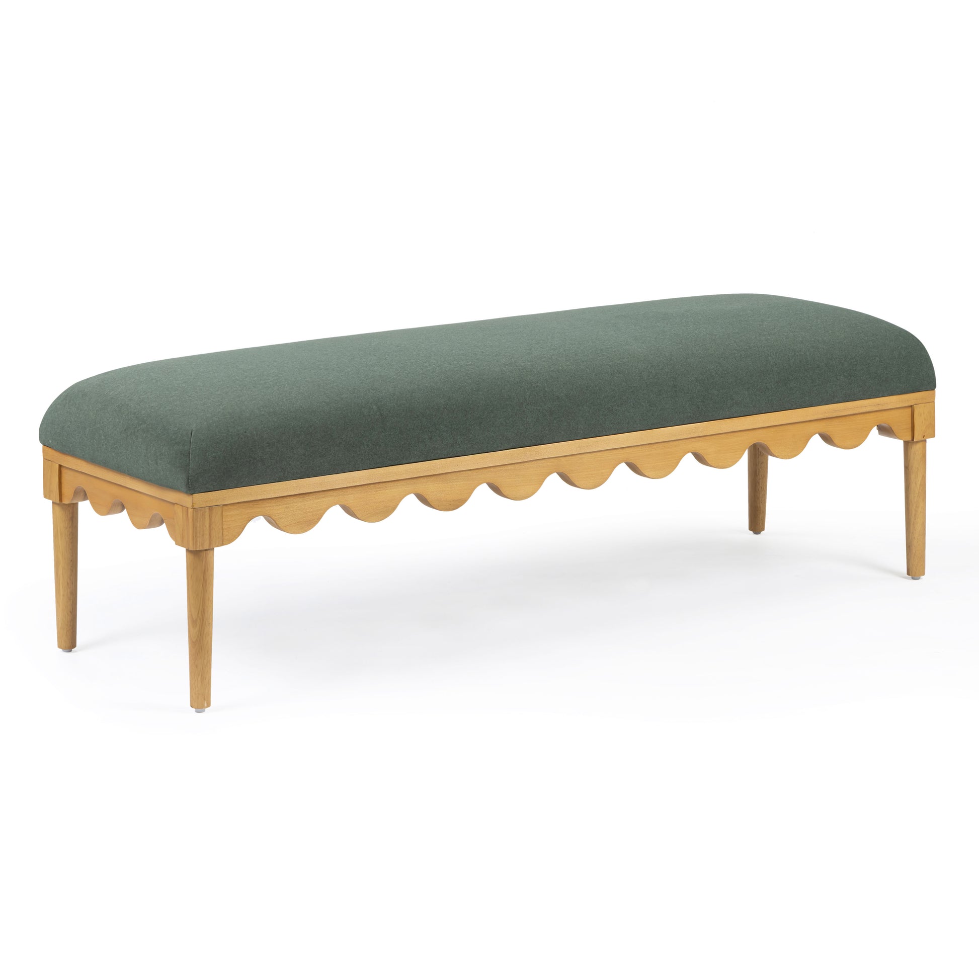 Oodle 56.5" Performance Vegan Mohair Bench - Green / Natural Ash - Image 3