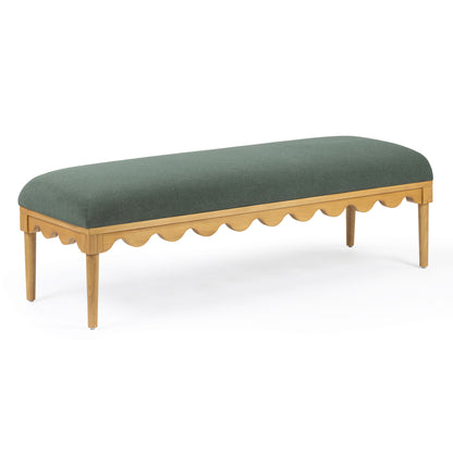 Oodle 56.5" Performance Vegan Mohair Bench - Green / Natural Ash - Image 1